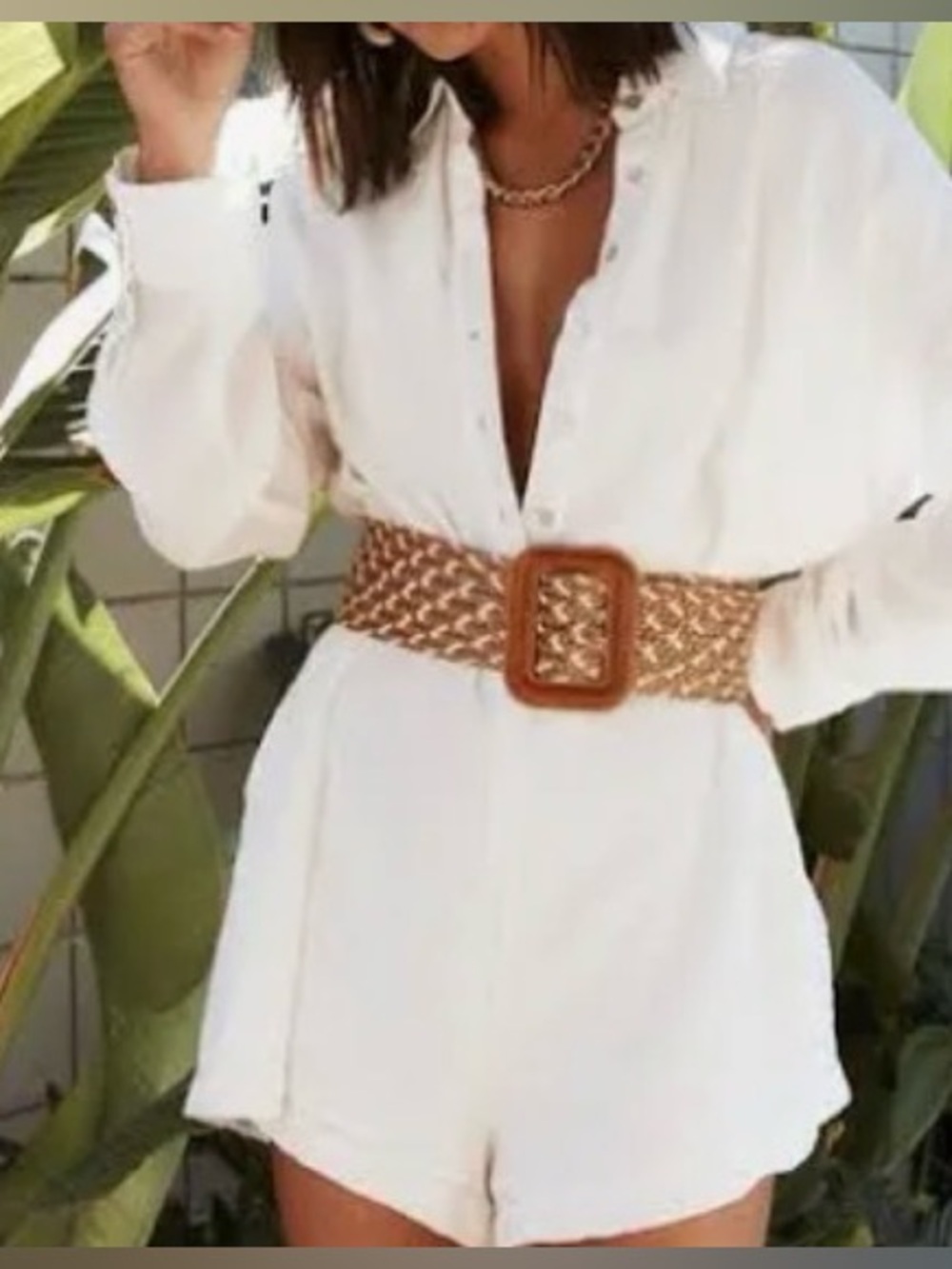 12th tribe white Barcelona romper. Cruise beachwear lounge